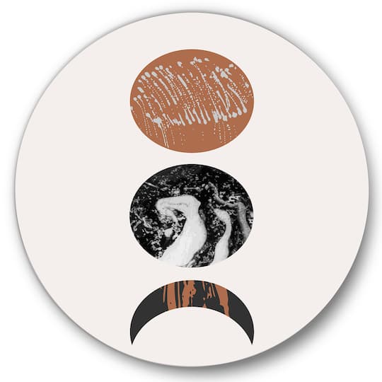 Designart - Retro Shapes Abstract Suns and Moons - Modern Metal Circle Wall Art